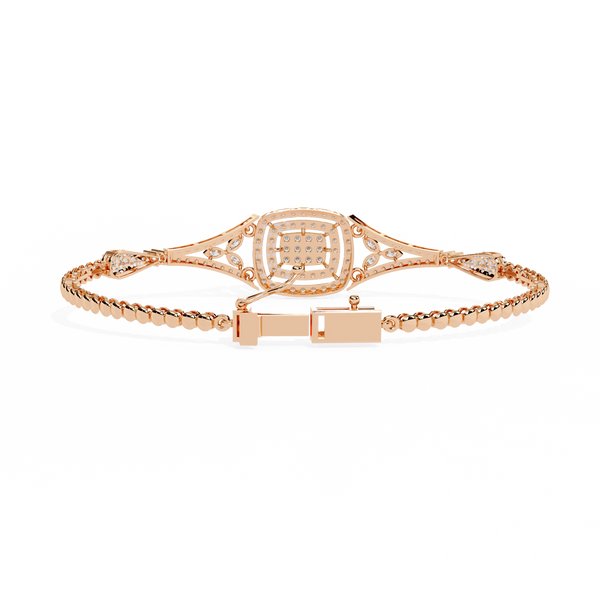 Rose Gold Regalia Cushion Halo Diamond Bracelet