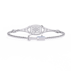 White Gold Cushion Halo Diamond Chain Bracelet