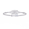 White Gold Cushion Halo Diamond Chain Bracelet