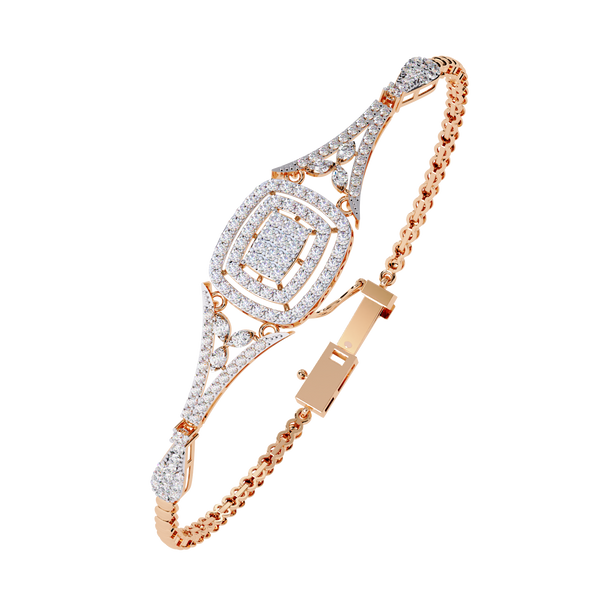 Rose Gold Regalia Cushion Halo Diamond Bracelet