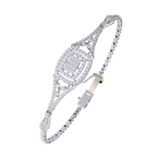 White Gold Cushion Halo Diamond Chain Bracelet