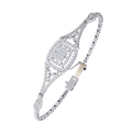 White Gold Cushion Halo Diamond Chain Bracelet