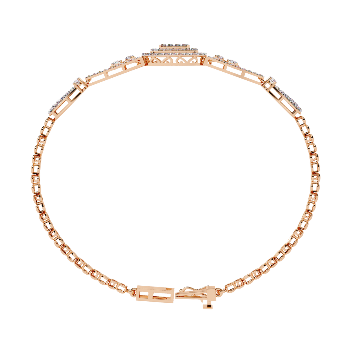 Rose Gold Regalia Cushion Halo Diamond Bracelet