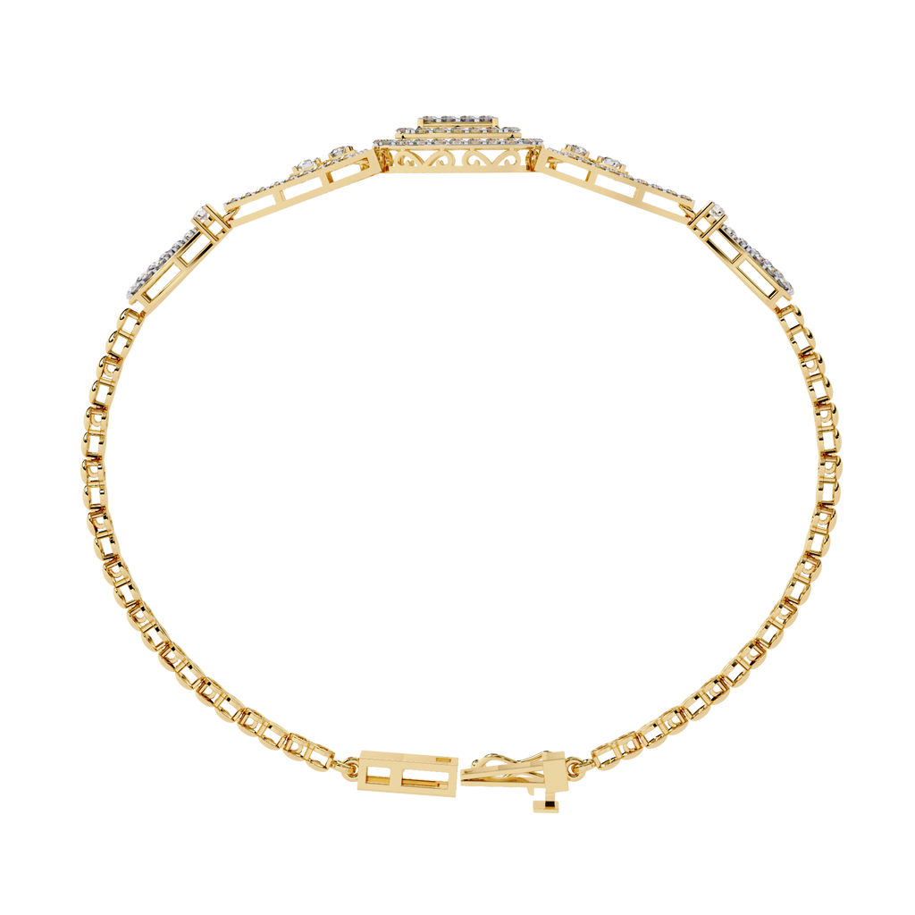 Yellow Gold Regalia Cushion Halo Diamond Bracelet