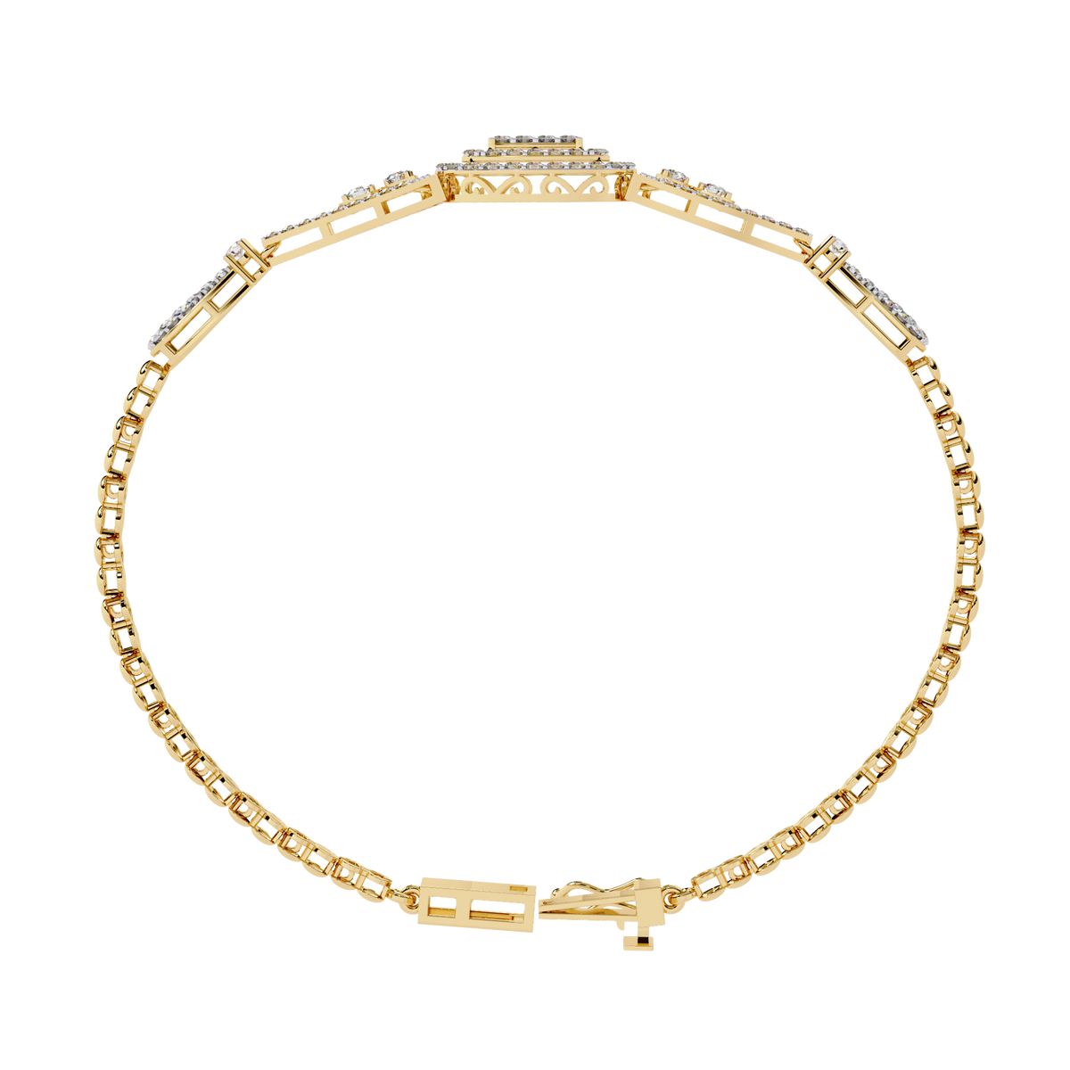 Yellow Gold Regalia Cushion Halo Diamond Bracelet