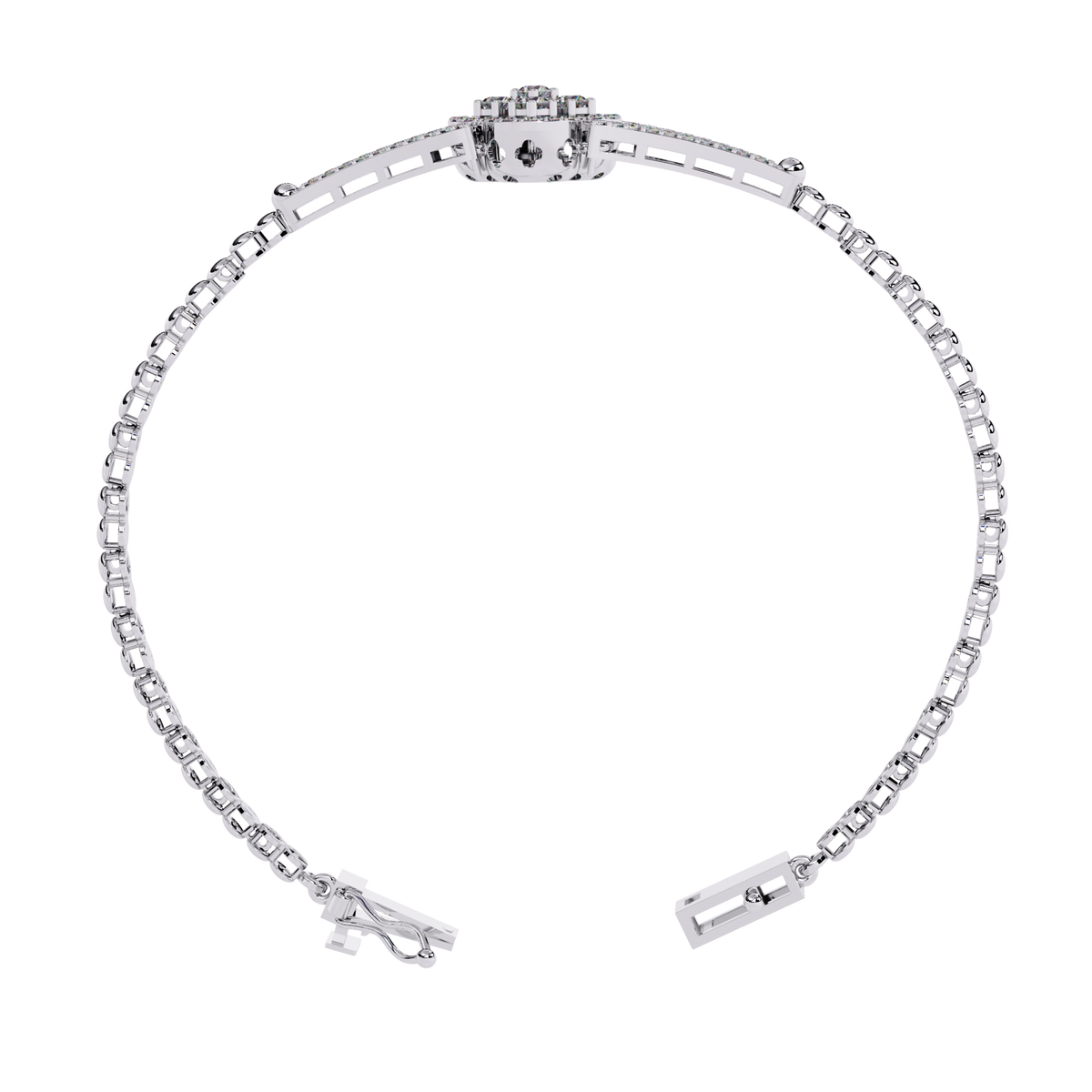 White Gold Clover Halo Diamond Bracelet