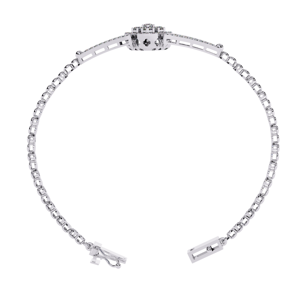 White Gold Clover Halo Diamond Bracelet