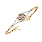Yellow Gold Clover Halo Swirl Diamond Bracelet