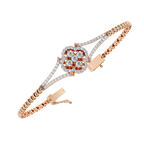 Rose Gold Clover Halo Swirl Diamond Bracelet