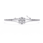 White Gold Clover Halo Diamond Bracelet