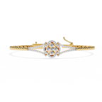 Yellow Gold Clover Halo Swirl Diamond Bracelet