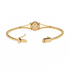 Yellow Gold Clover Halo Swirl Diamond Bracelet