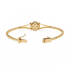 Yellow Gold Clover Halo Swirl Diamond Bracelet