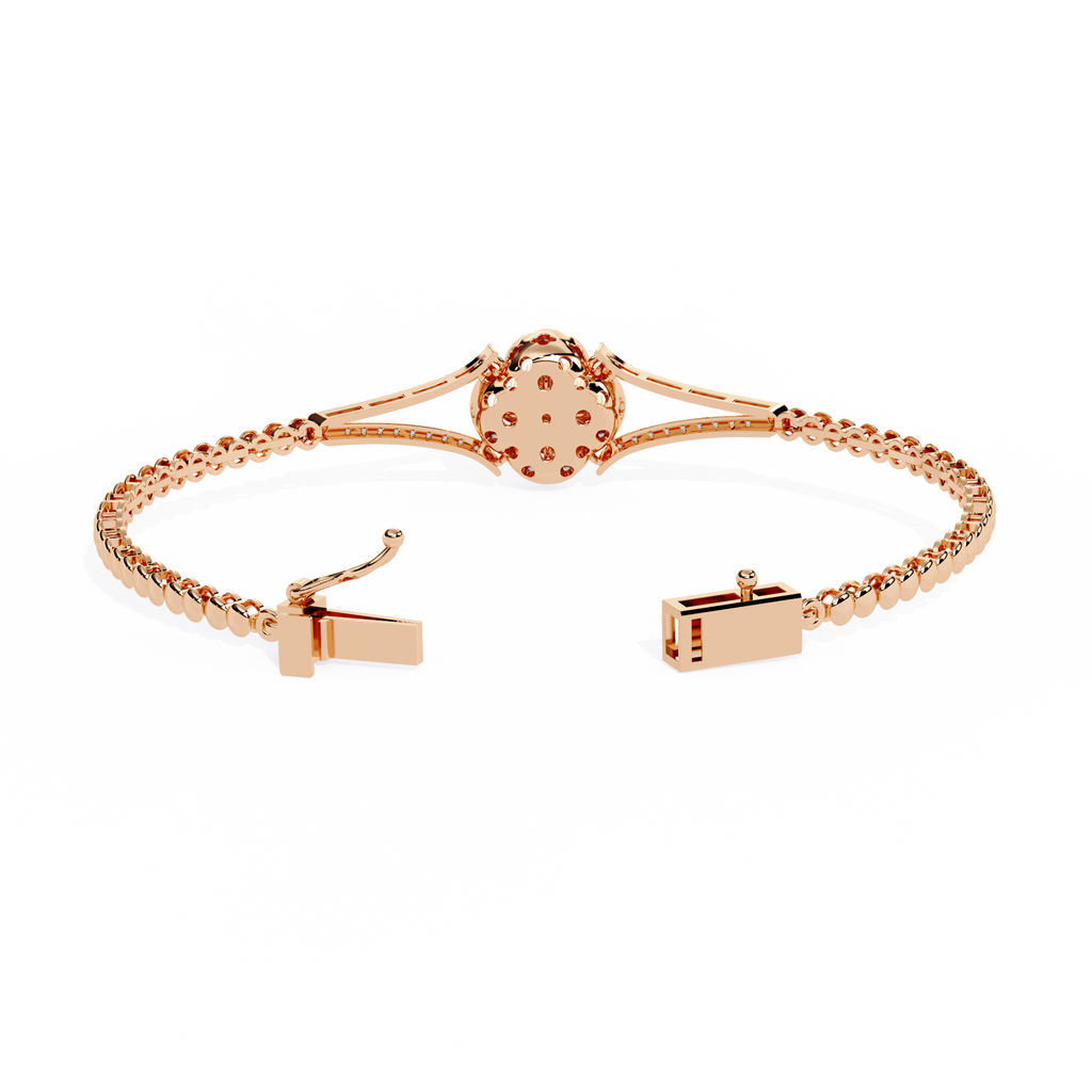 Rose Gold Clover Halo Swirl Diamond Bracelet