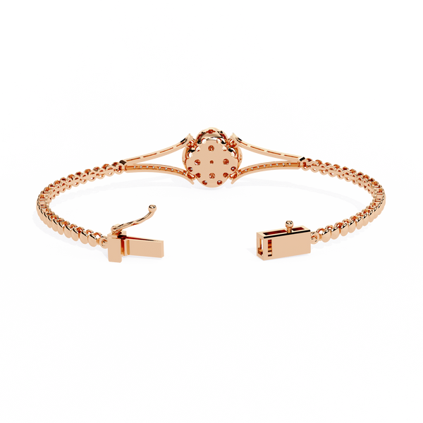 Rose Gold Clover Halo Swirl Diamond Bracelet