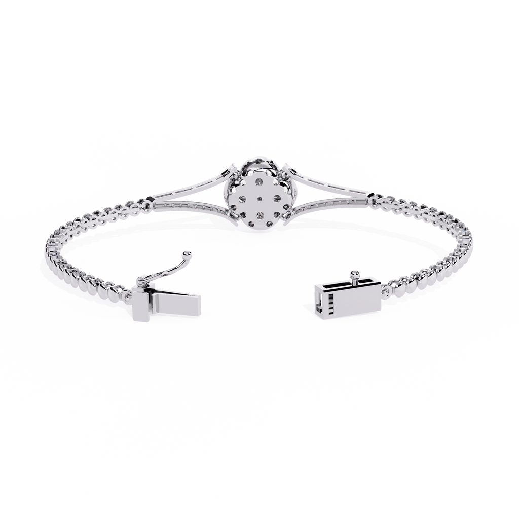 White Gold Clover Halo Diamond Bracelet