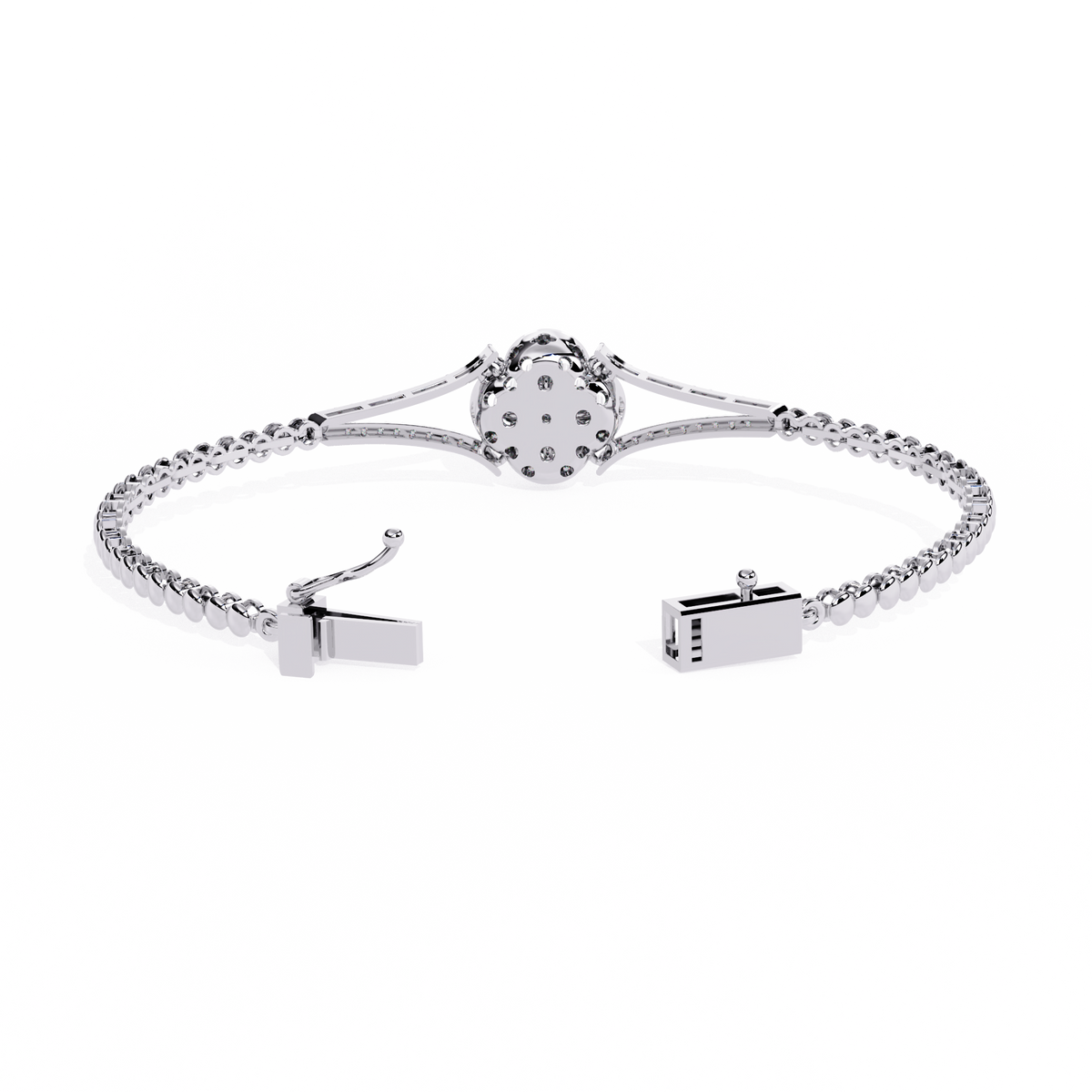 White Gold Clover Halo Diamond Bracelet
