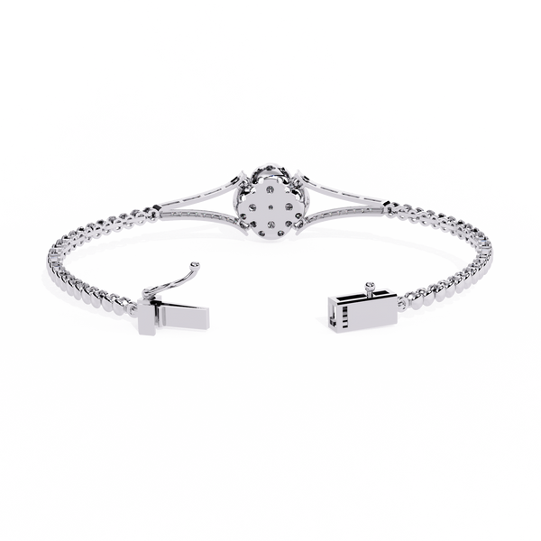 White Gold Clover Halo Diamond Bracelet