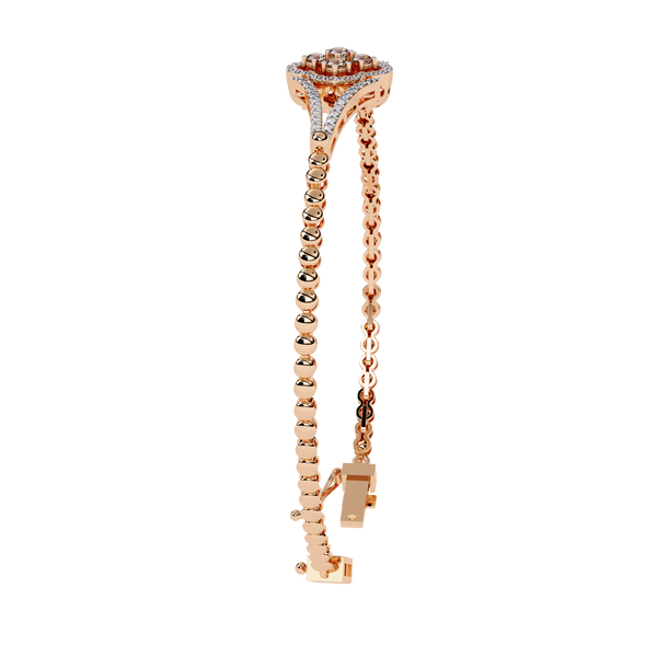 Rose Gold Clover Halo Swirl Diamond Bracelet