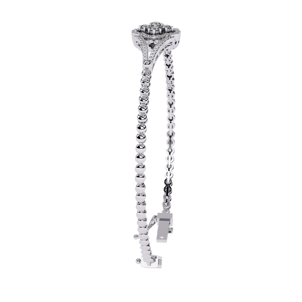 White Gold Clover Halo Diamond Bracelet