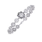 White Gold Halo Medallion Diamond Link Bracelet