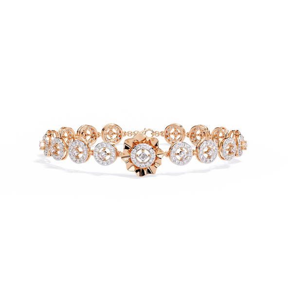 Rose Gold Orbis Circle Station Diamond Bracelet