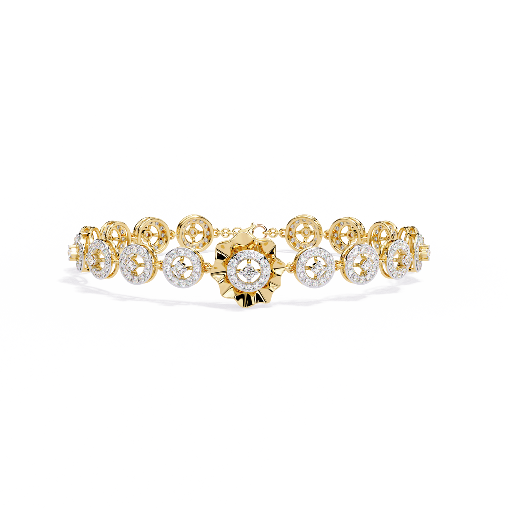 Yellow Gold Orbis Circle Station Diamond Bracelet