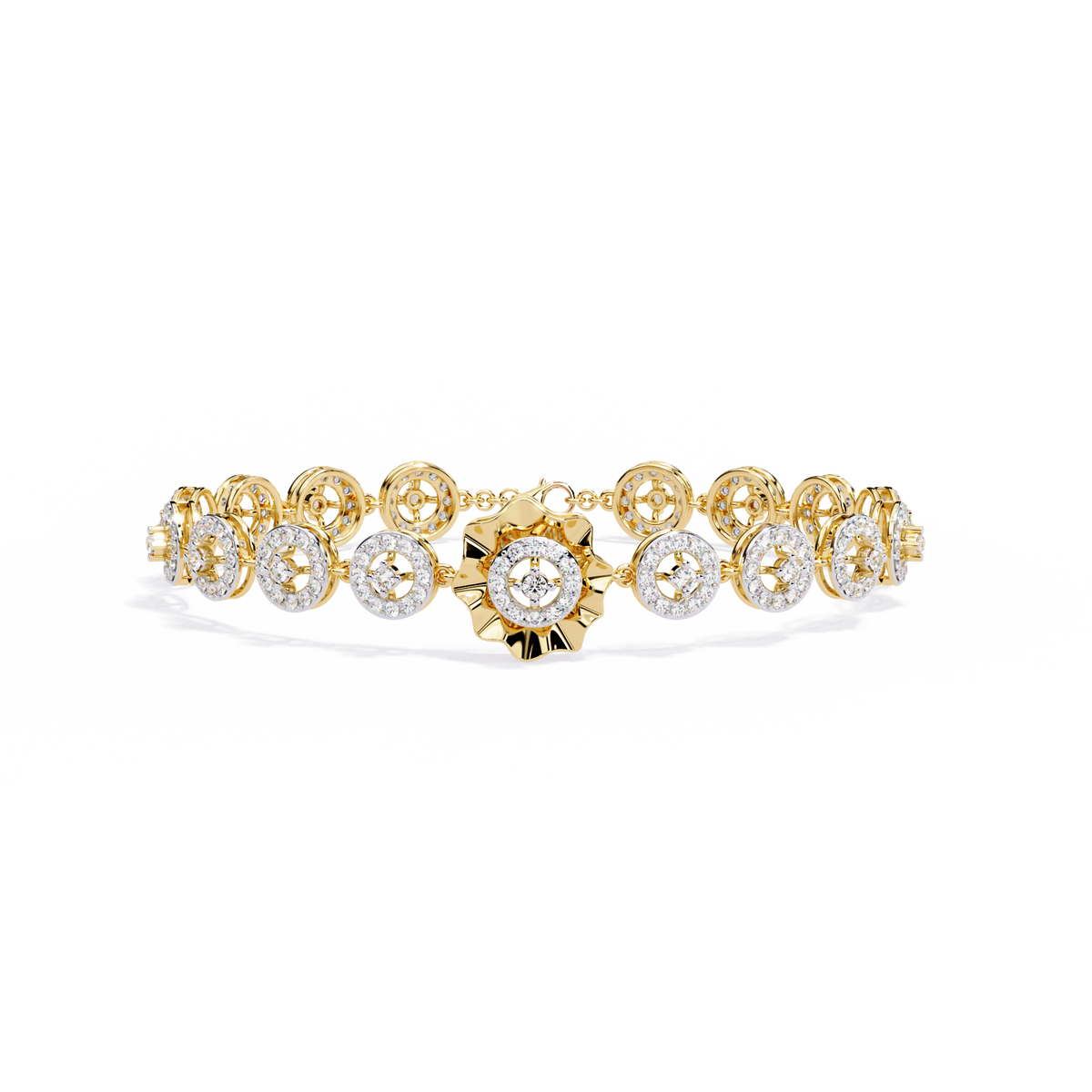 Yellow Gold Orbis Circle Station Diamond Bracelet