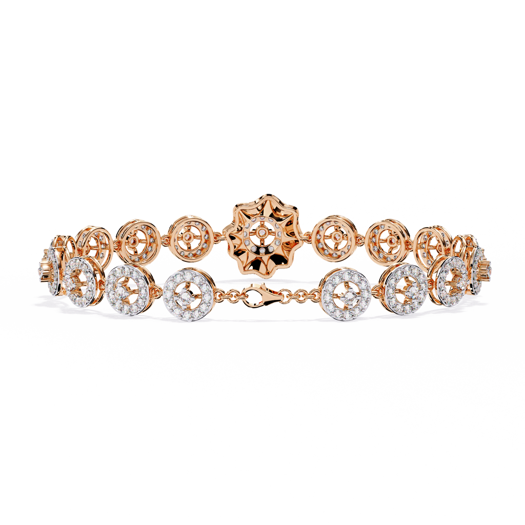 Rose Gold Orbis Circle Station Diamond Bracelet