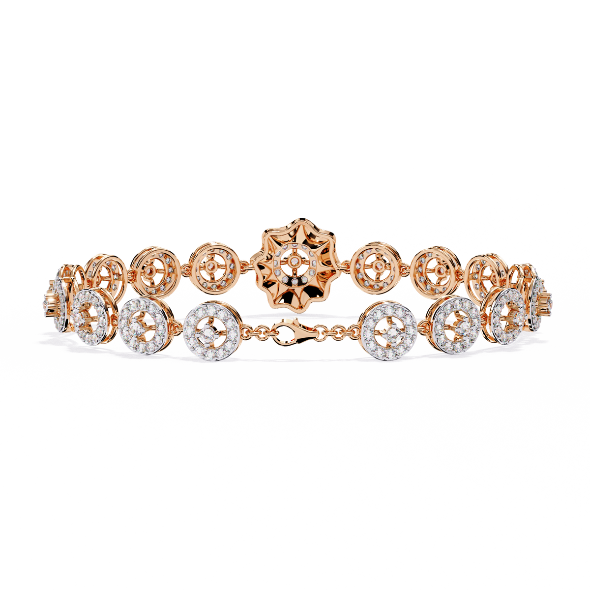 Rose Gold Orbis Circle Station Diamond Bracelet