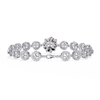 White Gold Halo Medallion Diamond Link Bracelet