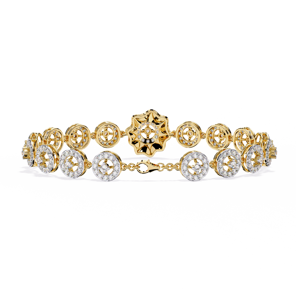 Yellow Gold Orbis Circle Station Diamond Bracelet