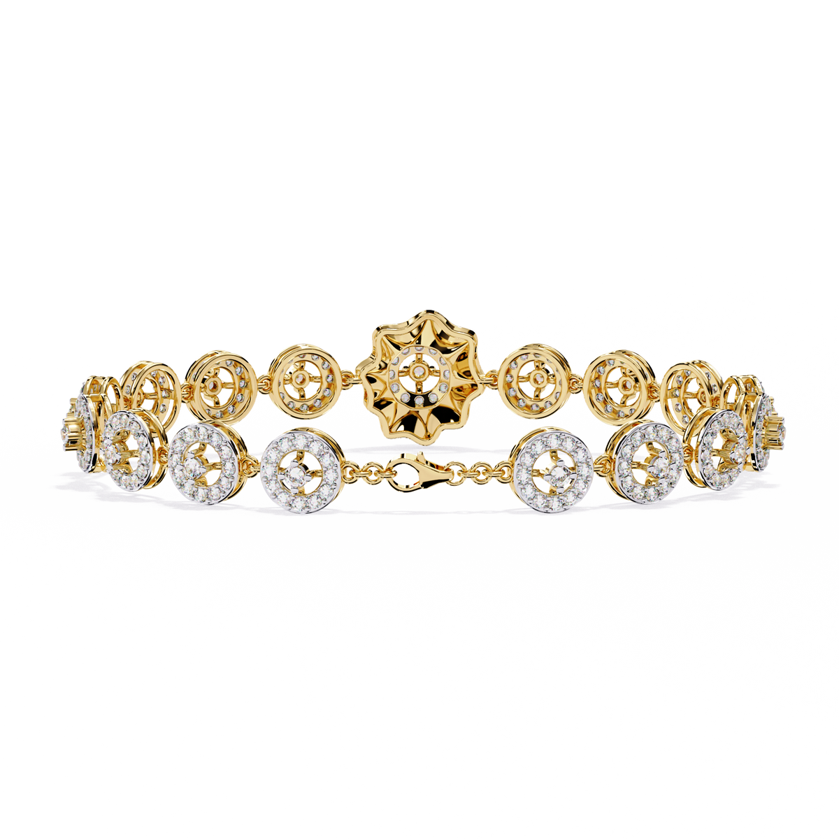 Yellow Gold Orbis Circle Station Diamond Bracelet