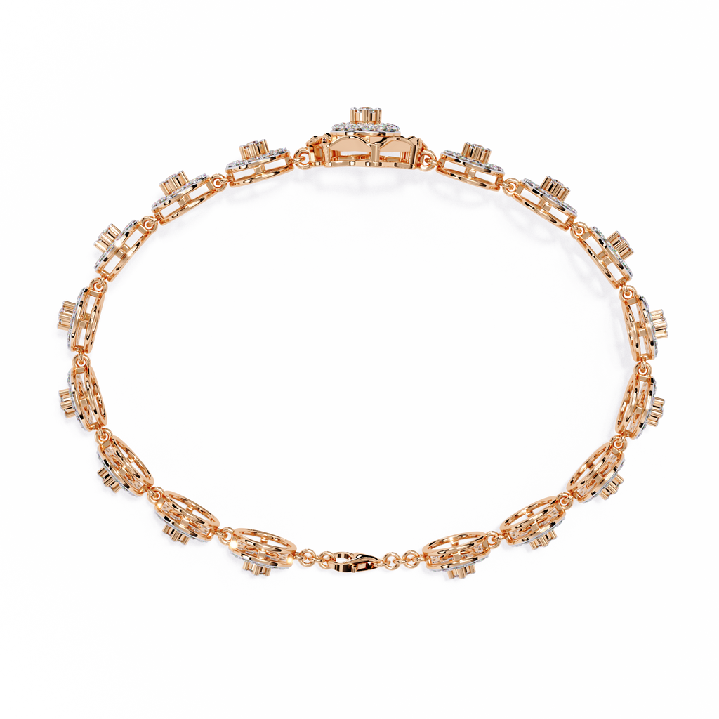 Rose Gold Orbis Circle Station Diamond Bracelet