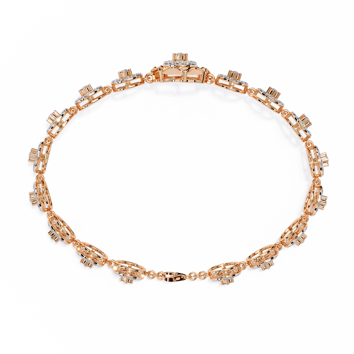 Rose Gold Orbis Circle Station Diamond Bracelet