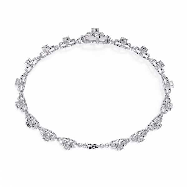White Gold Halo Medallion Diamond Link Bracelet