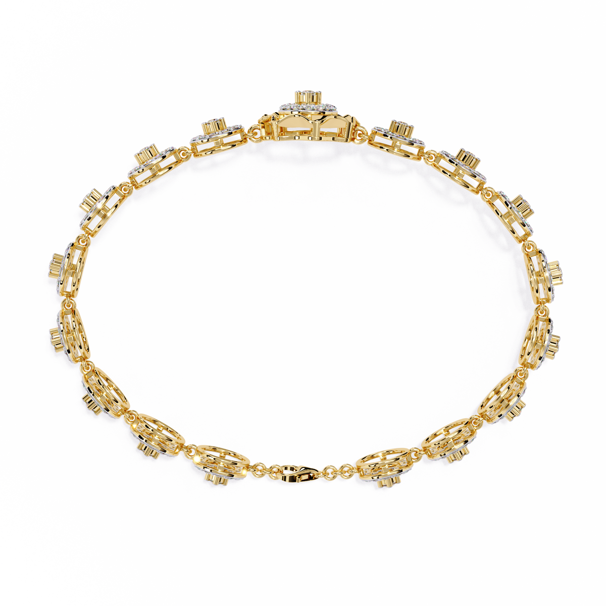 Yellow Gold Orbis Circle Station Diamond Bracelet