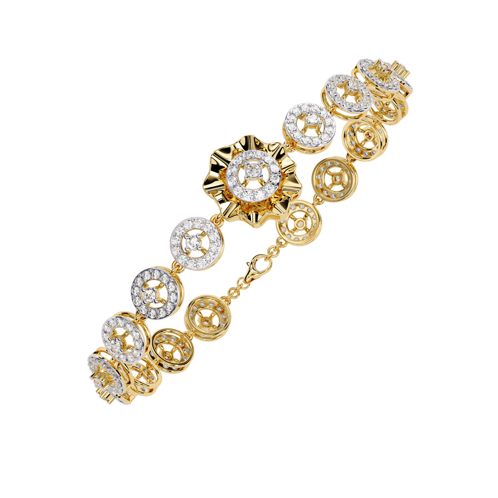 Yellow Gold Orbis Circle Station Diamond Bracelet