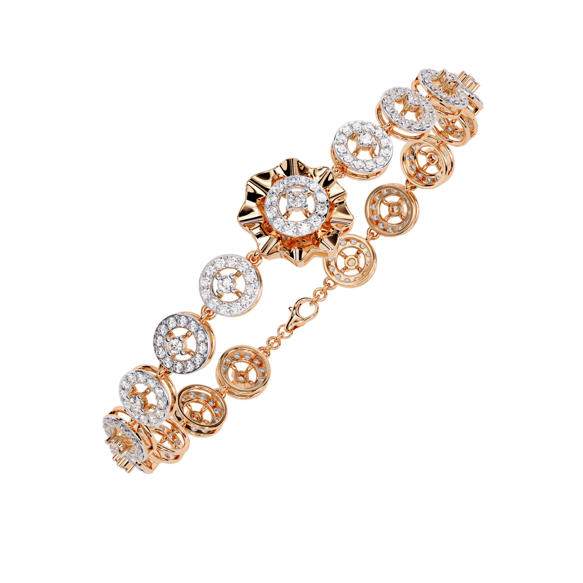 Rose Gold Orbis Circle Station Diamond Bracelet