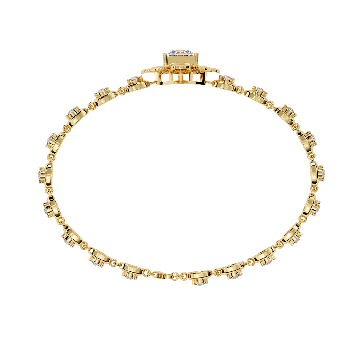 Yellow Gold Baroque Princess Diamond Bracelet