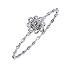 White Gold Princess-Cut Floral Diamond Bracelet