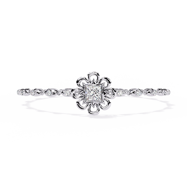 White Gold Princess-Cut Floral Diamond Bracelet
