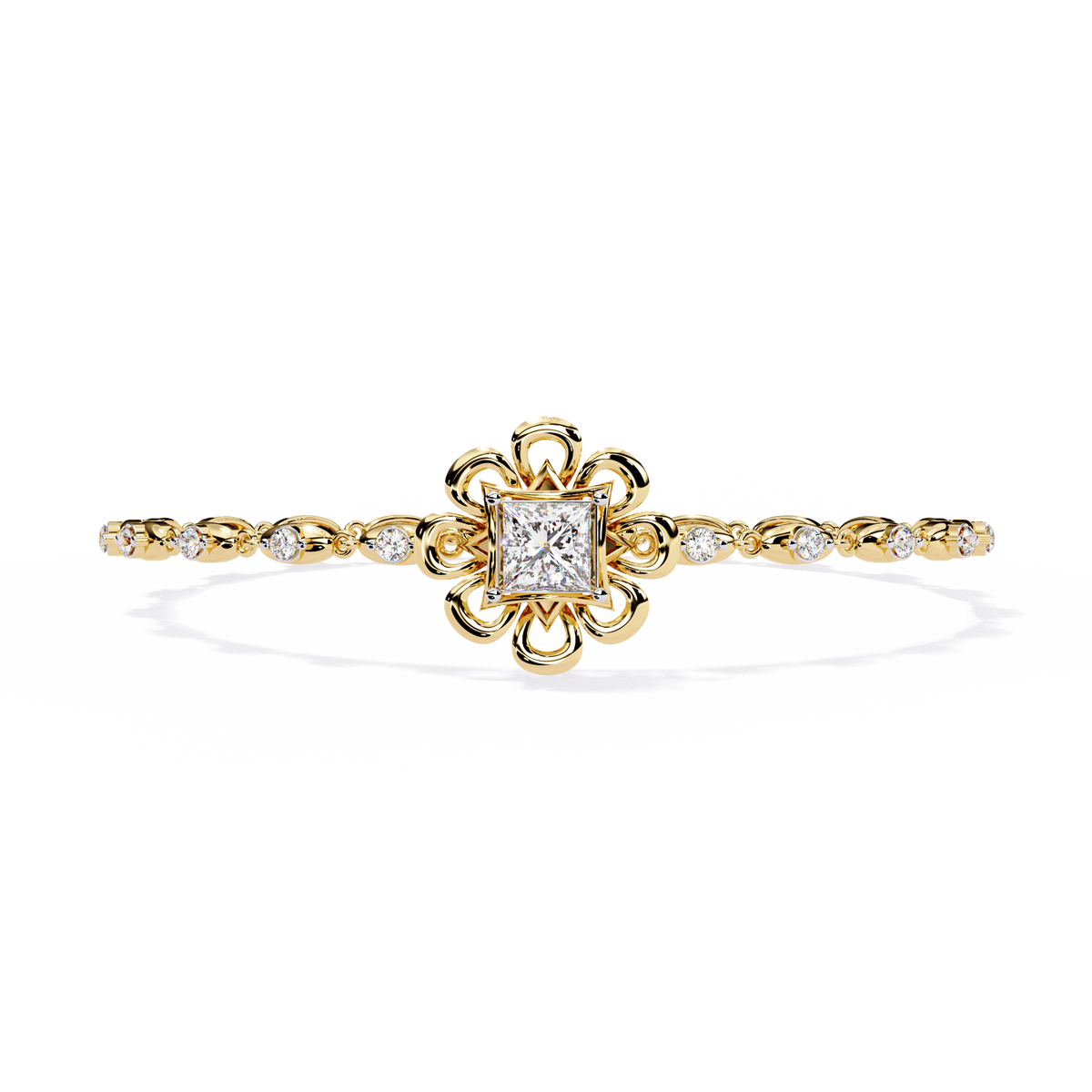 Yellow Gold Baroque Princess Diamond Bracelet