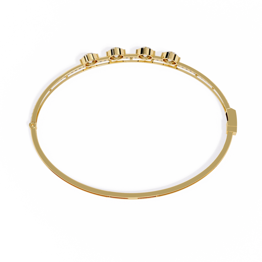 Yellow Gold Trio Solitaire Rail Diamond Bracelet