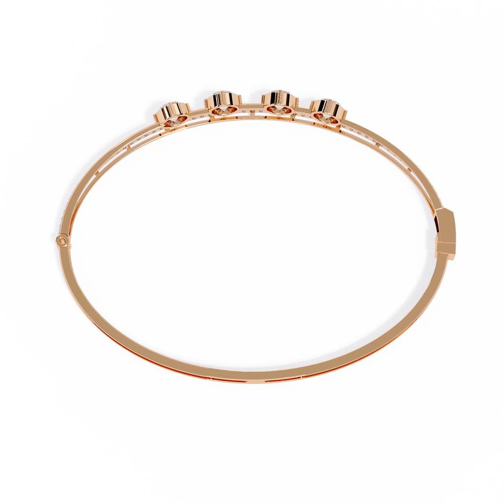 Rose Gold Trio Solitaire Rail Diamond Bracelet