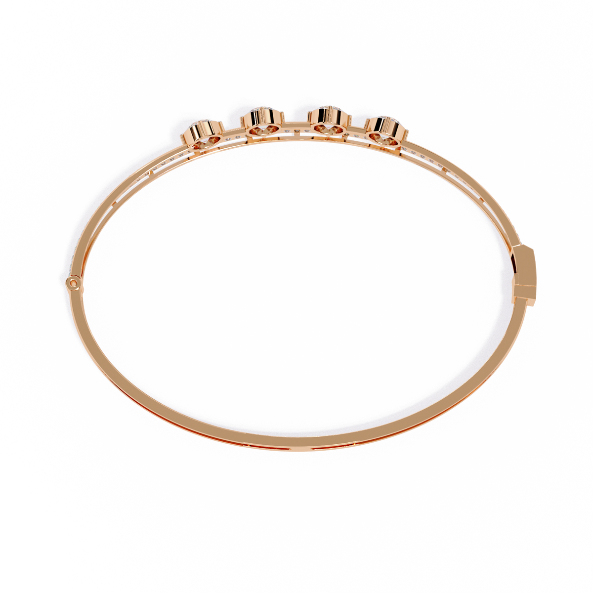 Rose Gold Trio Solitaire Rail Diamond Bracelet