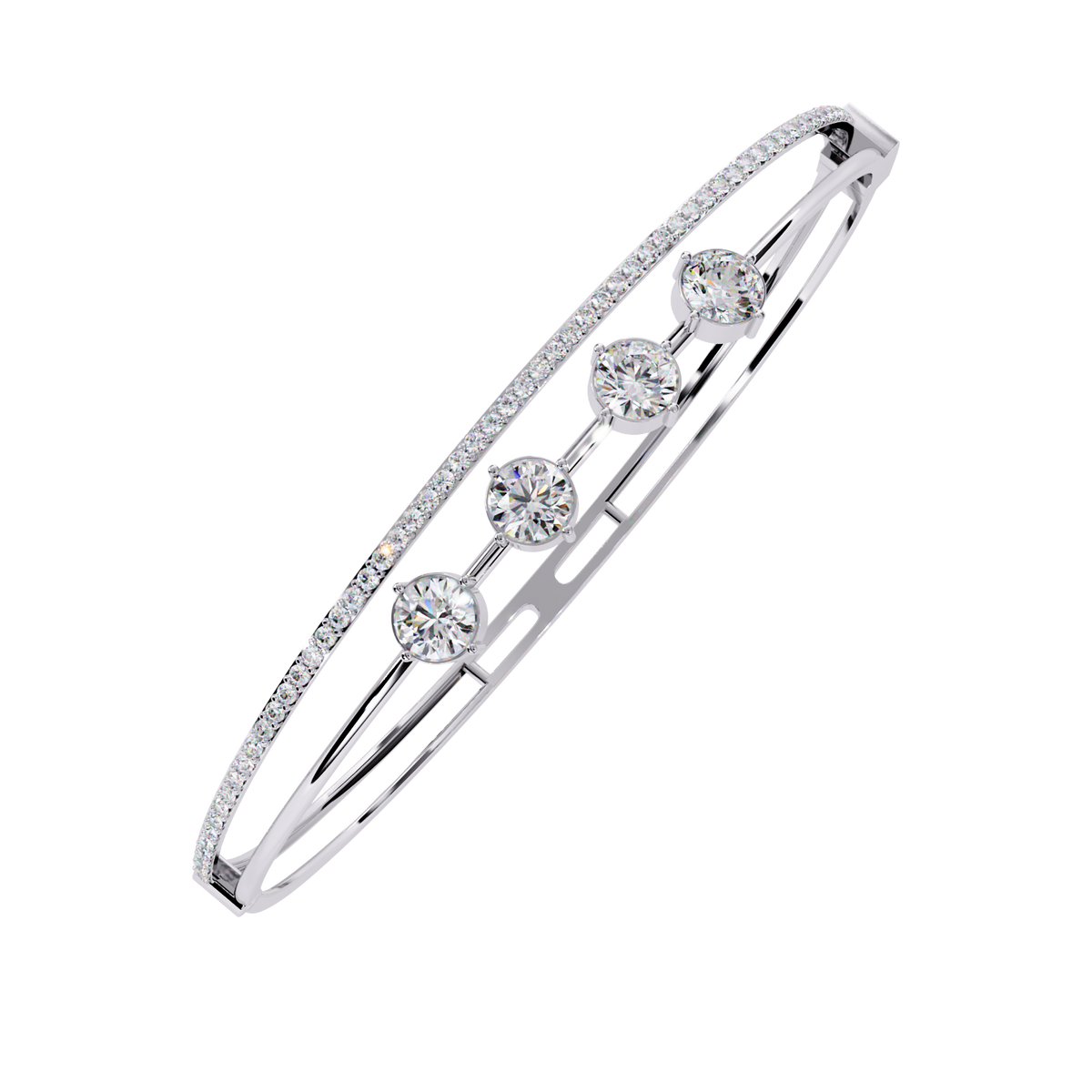 White Gold Floating Solitaire Diamond Bracelet