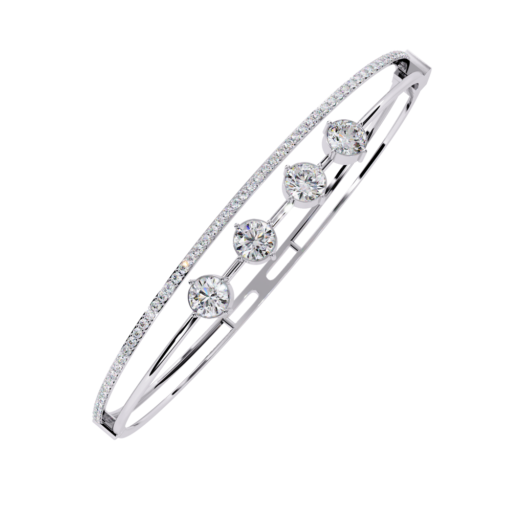 White Gold Floating Solitaire Diamond Bracelet