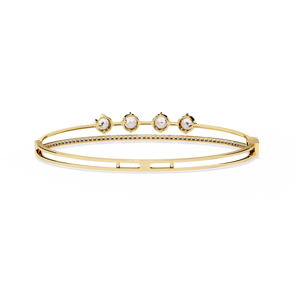 Yellow Gold Trio Solitaire Rail Diamond Bracelet