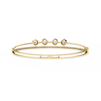 Yellow Gold Trio Solitaire Rail Diamond Bracelet